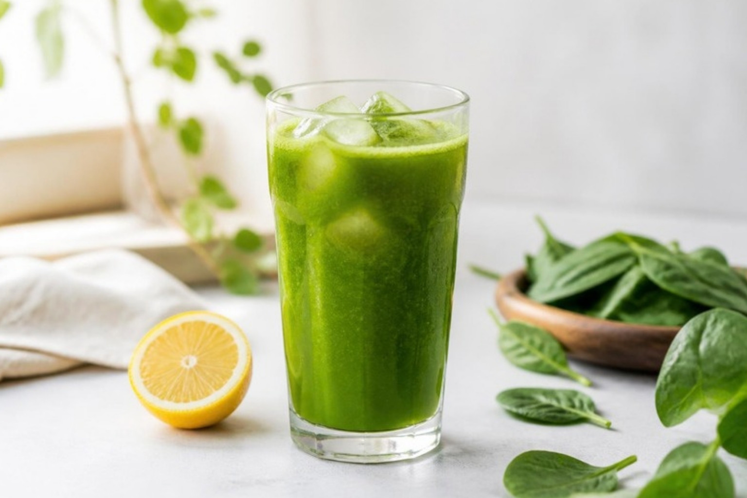 Jugo verde de espinaca y manzana
